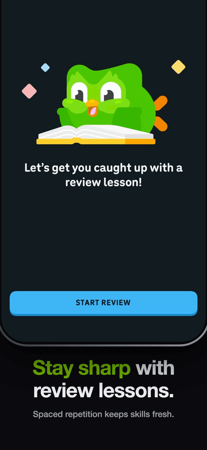Duolingo, dark set, third screen