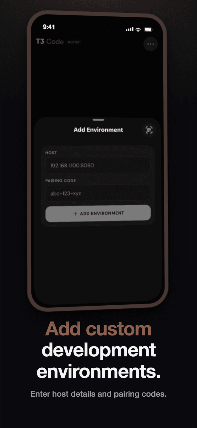 T3 Code, dark set, second screen